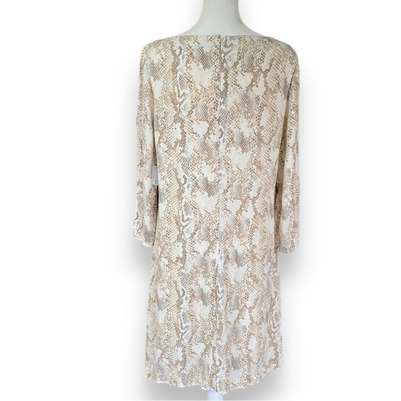 New Old Navy Long Sleeve Neutral Chiffon Snake Print Dress |Size Medium - Picture 6 of 14